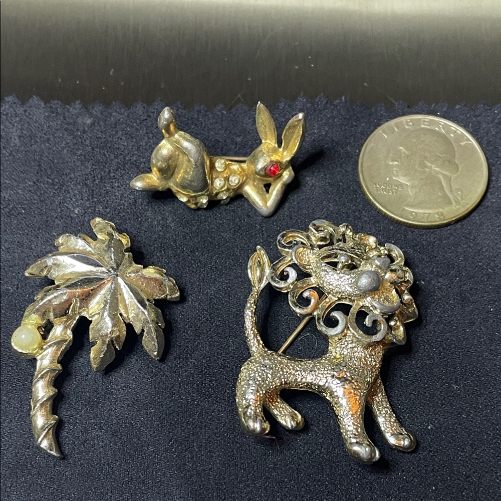 Gold and Silver Animal Brooch Set - Picture 1 of 8